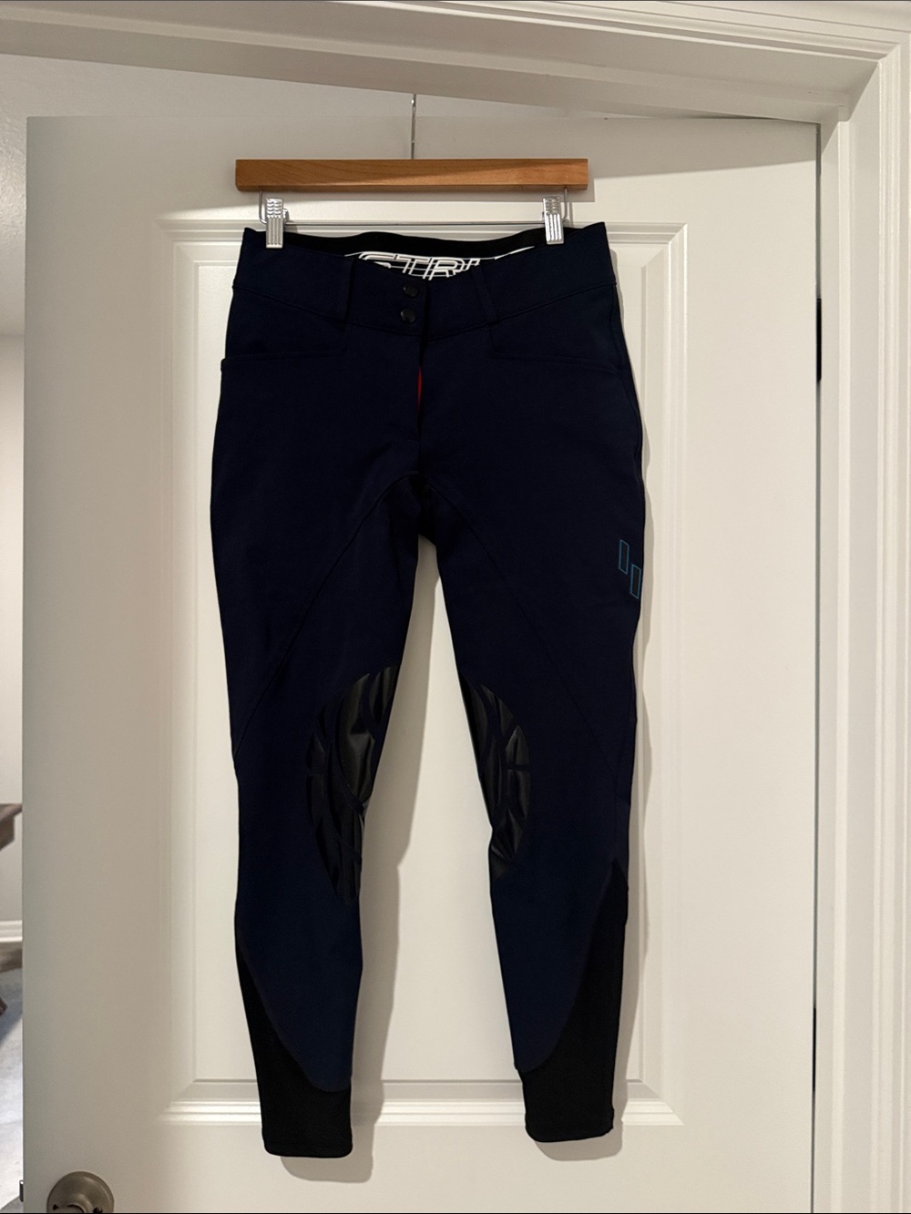 Struck Equestrian Riding Breeches , Navy Performance with Grip Panels